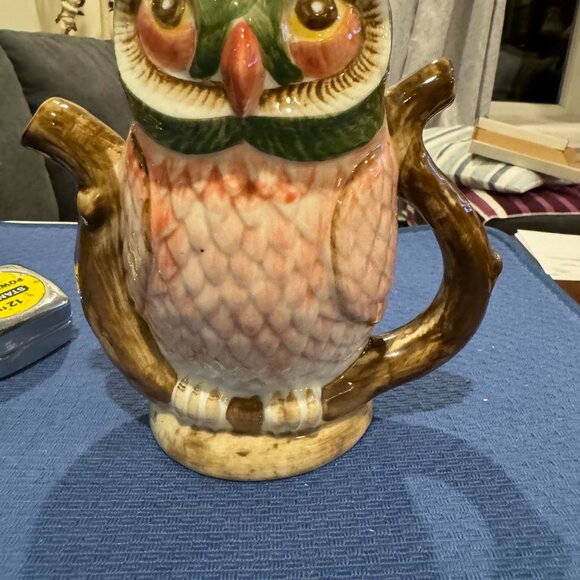 Vintage Rare Tony Wood Owl Nesting on a Branch Teapot - Picture 5 of 10